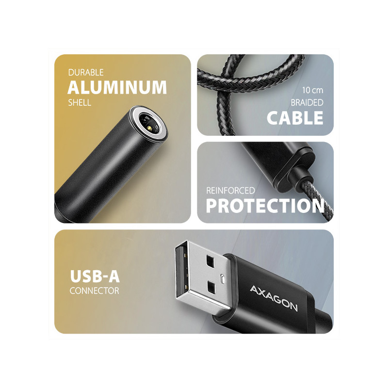 AXAGON ADA-HA, USB-A na 3.5mm jack Hi-Res DAC audio adaptér, 384kHz/32bit, stereo