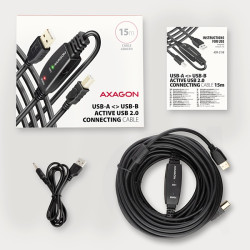 AXAGON ADR-215B, USB 2.0 A-M - B-M aktívny prepojovací/repeater kábel, 15m