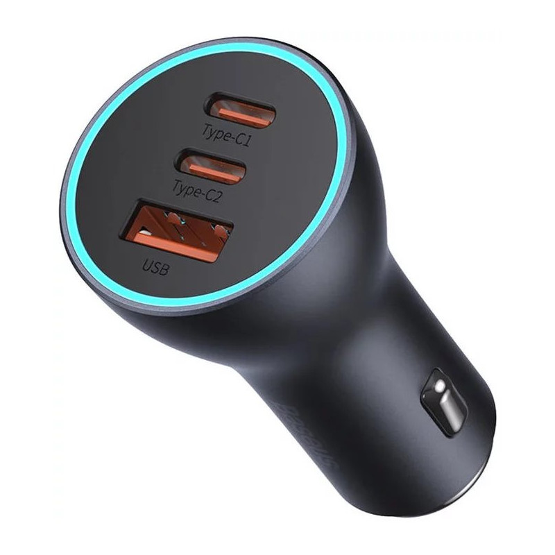 NONAME - Baseus CGJP010013 Nabíjačka do Auta Triple Quick Charger USB/USB-C/USB-C 65W Dark Grey