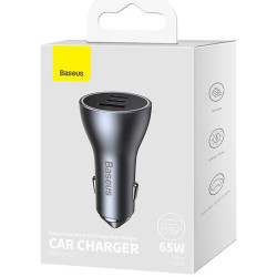 NONAME - Baseus CGJP010013 Nabíjačka do Auta Triple Quick Charger USB/USB-C/USB-C 65W Dark Grey