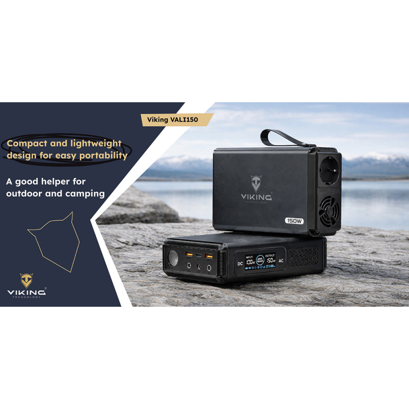 Batériový generátor Viking VALI150/batéria 148Wh/Output:1xAC,2xUSB-A,2xDC5521/ LED svítidlo