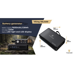 Batériový generátor Viking VALI150/batéria 148Wh/Output:1xAC,2xUSB-A,2xDC5521/ LED svítidlo