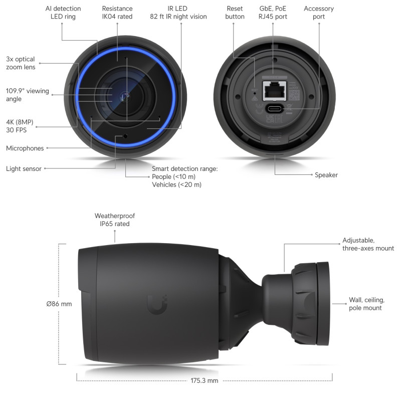 Ubiquiti UVC-AI-Pro - UniFi Protect Camera AI Professional čierna