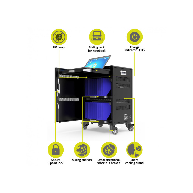 NONAME - PORT CONNECT CHARGING CABINET 20 Tablets + 1 NB, čierny