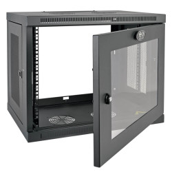 EATON - Skriňa SmartRack 9U, Mini Rack, Š - 600mm, Hl - 450mm, hĺbka pre prepínače, presklené dvere, na stenu