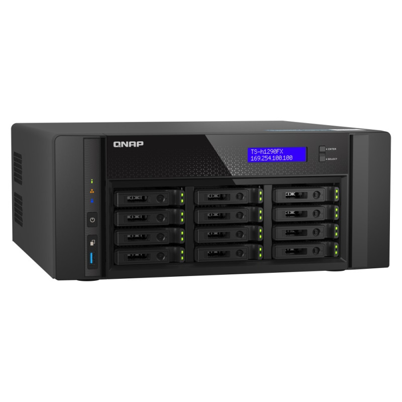 QNAP TS-h1290FX-7302P-256G (AMD EPYC, 256GB ECC RAM, 12x 2,5'' U.2, 2x M.2 NVMe, 2x 2,5GbE, 2x 25GbE)