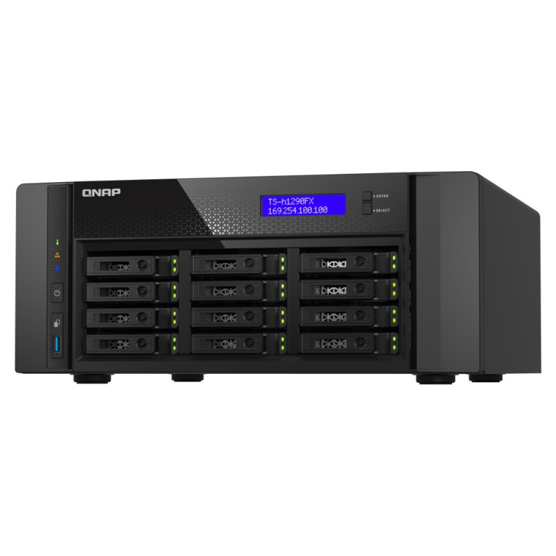 QNAP TS-h1290FX-7302P-256G (AMD EPYC, 256GB ECC RAM, 12x 2,5'' U.2, 2x M.2 NVMe, 2x 2,5GbE, 2x 25GbE)