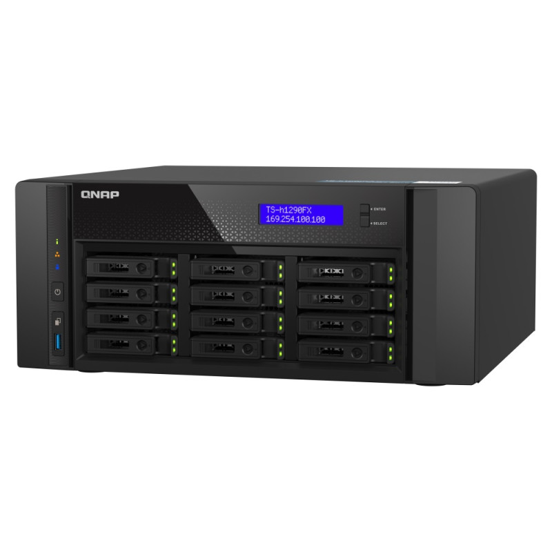 QNAP TS-h1290FX-7302P-256G (AMD EPYC, 256GB ECC RAM, 12x 2,5'' U.2, 2x M.2 NVMe, 2x 2,5GbE, 2x 25GbE)
