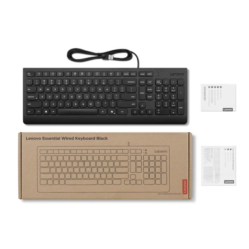 Lenovo Essential Wired Keyboard/Drôtové USB-A/RU/Čierna