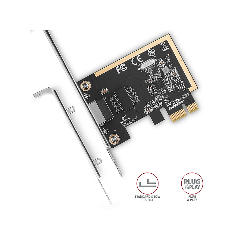 AXAGON PCEE-GRF, PCIe sieťová karta - 1x Gigabit Ethernet port (RJ-45), Realtek 8111F, vr. LP