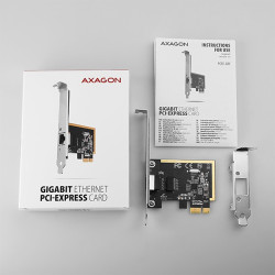 AXAGON PCEE-GRF, PCIe sieťová karta - 1x Gigabit Ethernet port (RJ-45), Realtek 8111F, vr. LP