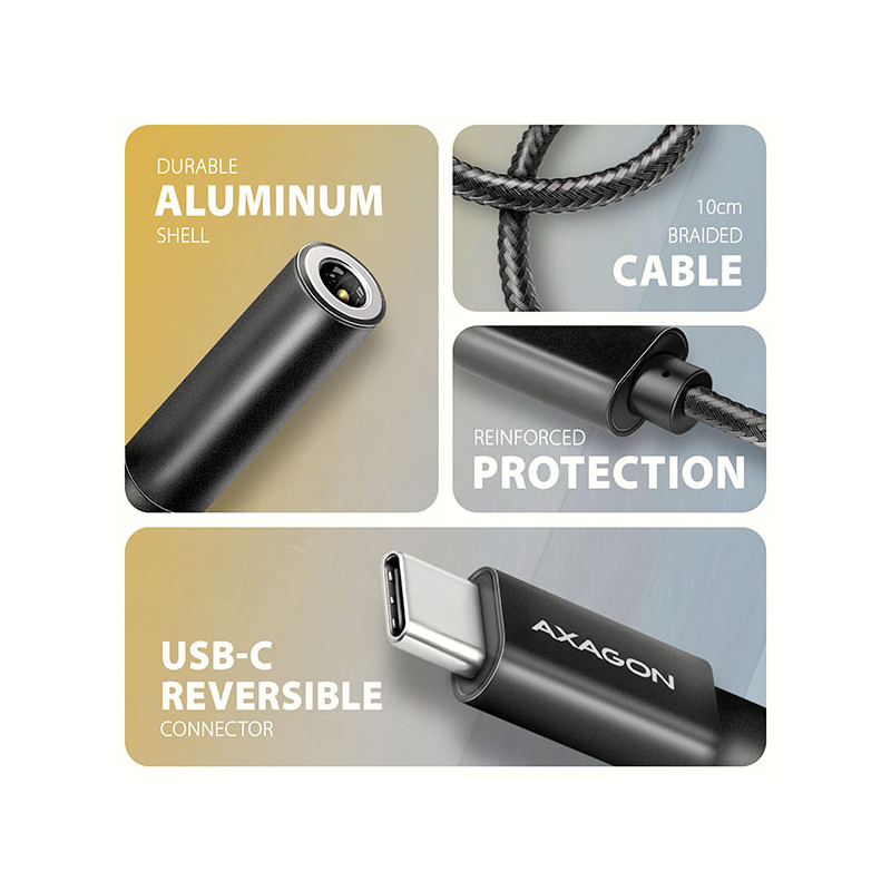 AXAGON ADA-HC, USB-C na 3.5mm jack - Hi-Res DAC audio adaptér, 384kHz/32bit, stereo