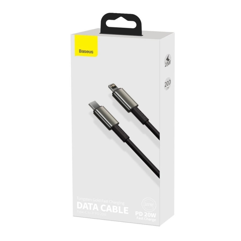 NONAME - Baseus Dátový kábel Tungsten Gold PD 20W 2m USB-C/Lightning čierny
