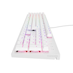 Genesis herná mechanická klávesnica THOR 303/RGB/Outemu Peach Silent/Drôtová USB/US layout/Biela