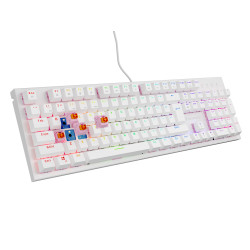 Genesis herná mechanická klávesnica THOR 303/RGB/Outemu Peach Silent/Drôtová USB/US layout/Biela