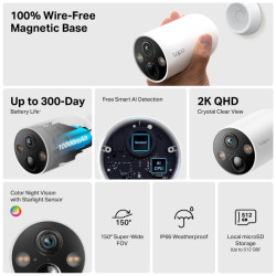 TP-LINK - Tapo C425 (4-pack) Smart Wire-Free Security Cam.