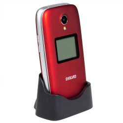 EVOLVEO EasyPhone FS, vyklápací telefón 2.8'' pre seniorov s nabíjacím stojanom (červená farba)