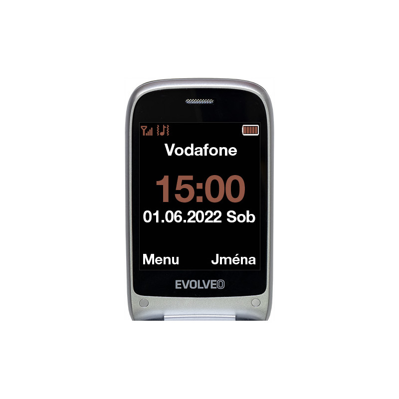 EVOLVEO EasyPhone FS, vyklápací telefón 2.8'' pre seniorov s nabíjacím stojanom (červená farba)
