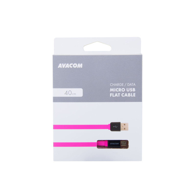 Kabel AVACOM MIC-40P USB - Micro USB, 40cm, ružová