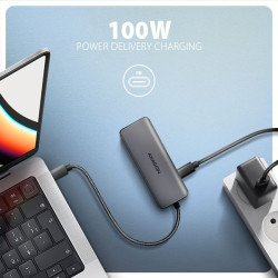 AXAGON HMC-5H8K, USB 5Gbps húb, 2x USB-A, USB-C, HDMI 8k/30Hz, PD 100W, kábel USB-C 15cm