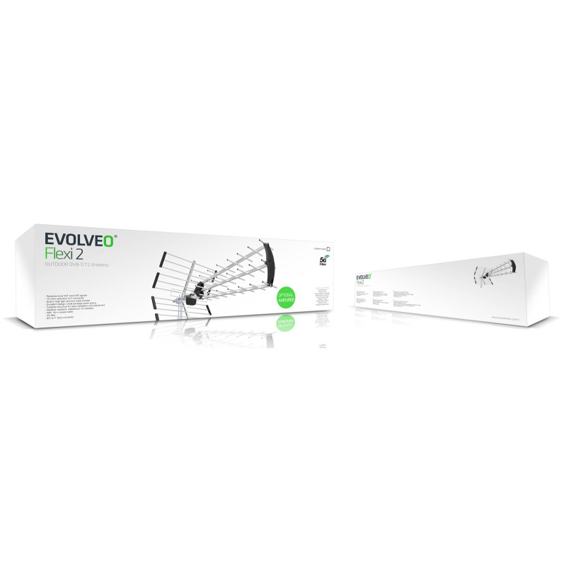 EVOLVEO Flexi 2, pasívna vonkajšia DAB+/DVB-T2 anténa, filter LTE,4G,5G