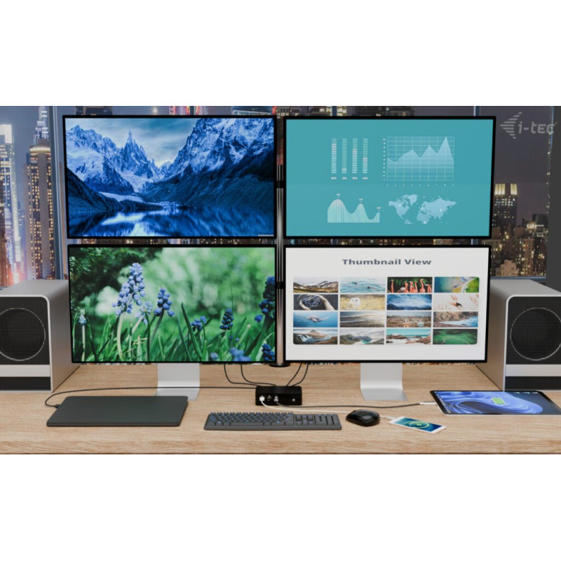 i-tec Thunderbolt5 Quattro Display Docking Station, 5x USB, 2.5 GLAN, Power Delivery 140W