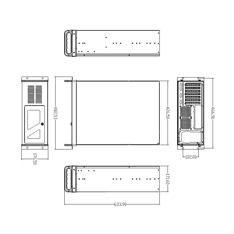 DATACOM 19'' Case IPC 4U/585mm Čierny bez PSU