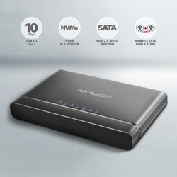 AXAGON ADSA-CC USB-C 10 Gbps - NVMe M.2 SSD & SATA 2.5''/3.5'' SSD/HDD CLONE MASTER 2