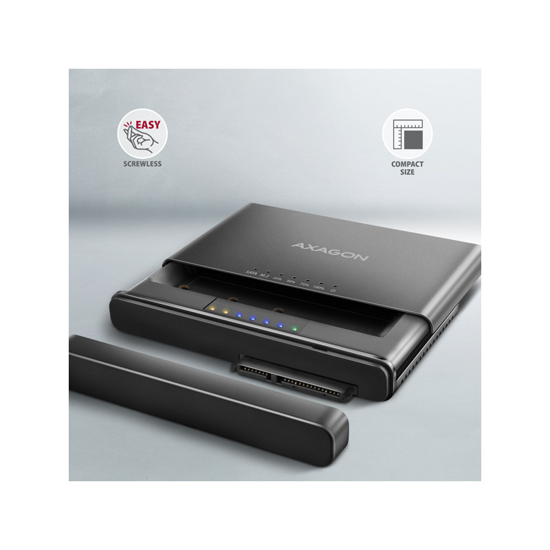AXAGON ADSA-CC USB-C 10 Gbps - NVMe M.2 SSD & SATA 2.5''/3.5'' SSD/HDD CLONE MASTER 2