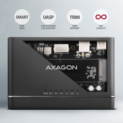 AXAGON ADSA-CC USB-C 10 Gbps - NVMe M.2 SSD & SATA 2.5''/3.5'' SSD/HDD CLONE MASTER 2