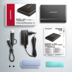 AXAGON ADSA-CC USB-C 10 Gbps - NVMe M.2 SSD & SATA 2.5''/3.5'' SSD/HDD CLONE MASTER 2
