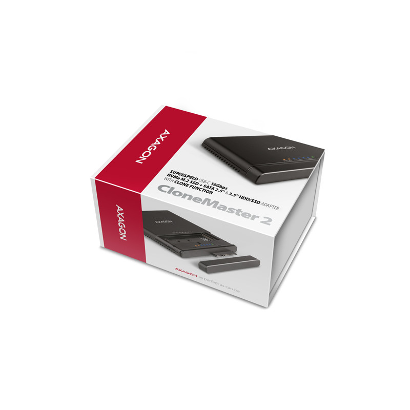 AXAGON ADSA-CC USB-C 10 Gbps - NVMe M.2 SSD & SATA 2.5''/3.5'' SSD/HDD CLONE MASTER 2