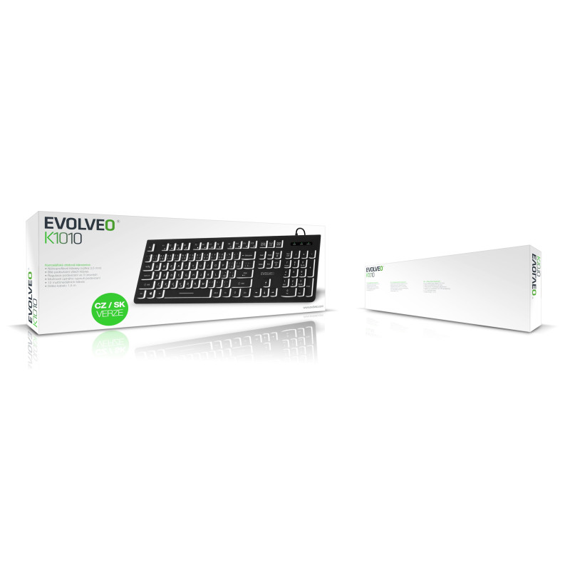 EVOLVEO K1010, klávesnica s bielym podsvietením,