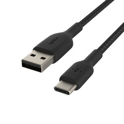 BELKIN kábel opletaný USB-C - USB-A, 1m, čierny