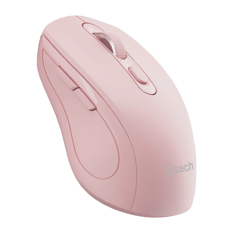 C-TECH WLM-12PK/Ergonomická/Optická/Pre pravákov/1 600 DPI/USB+BT/Ružová