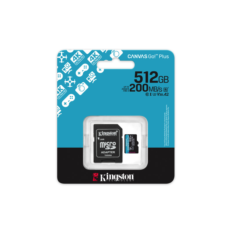 Kingston Canvas Go Plus A2/Micro SDXC/512GB/UHS-I U3/Class 10/+ Adaptér