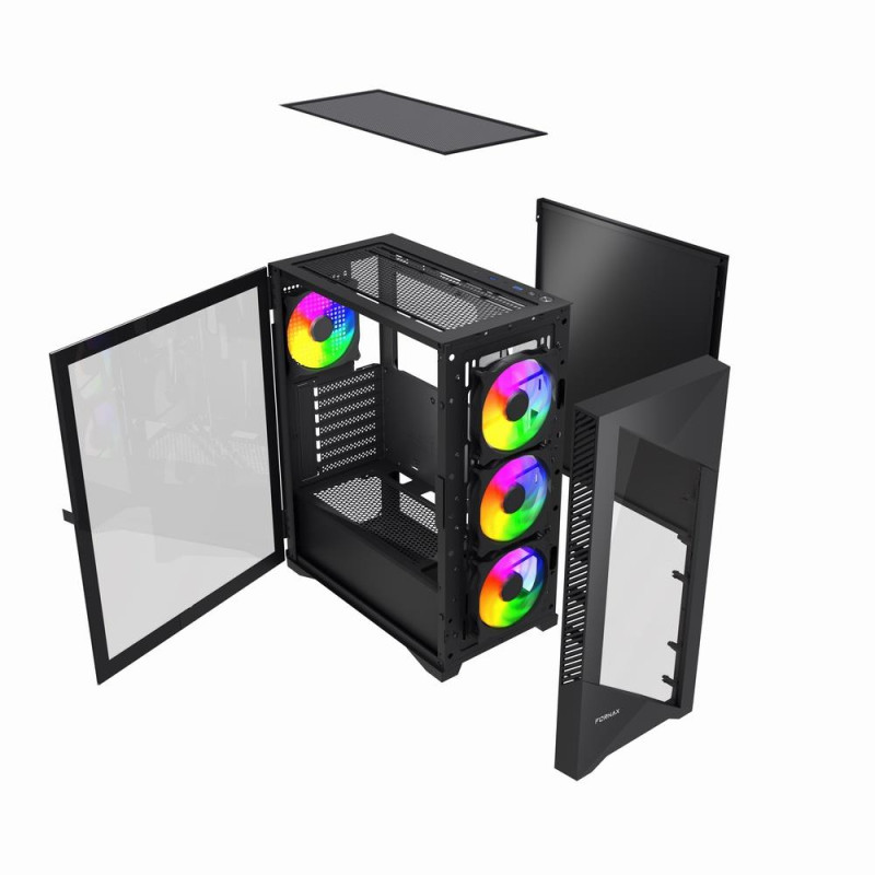 GEMBIRD Fornax 900/Midi Tower/Transpar./Čierna