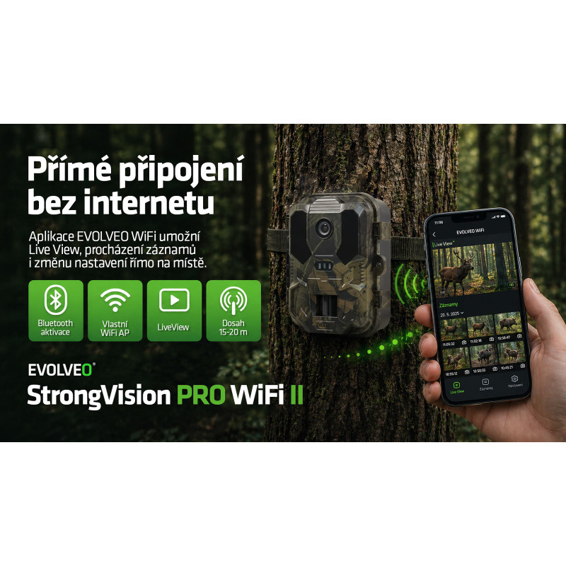 EVOLVEO StrongVision PRE WiFi II, fotopasca & bezpečnostná kamera, 10.000mAh