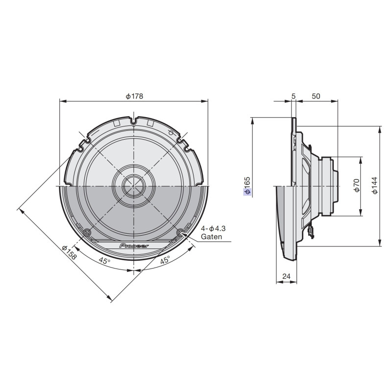 Pioneer TS-G1710F 17 cm jednopásmové reproduktory