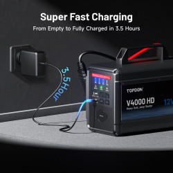 VIKING - TOPDON Car Jump Starter V4000 HD/3000A (24V)/4000A (12V)/24000mAh/16l benzín/16l diesel/LED svetlo |