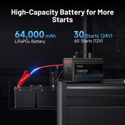 VIKING - TOPDON Car Jump Starter V4000 HD/3000A (24V)/4000A (12V)/24000mAh/16l benzín/16l diesel/LED svetlo |