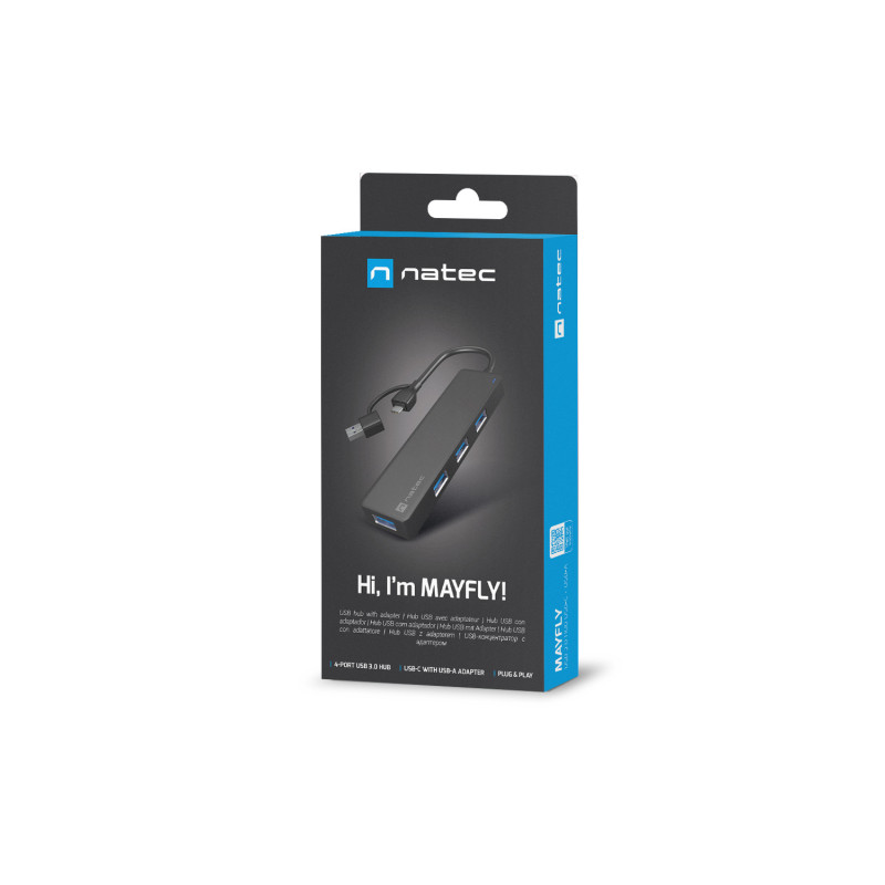 Rozbočovač Natec MAYFLY 4xUSB-A 3.0 HUB + USB-A adaptér