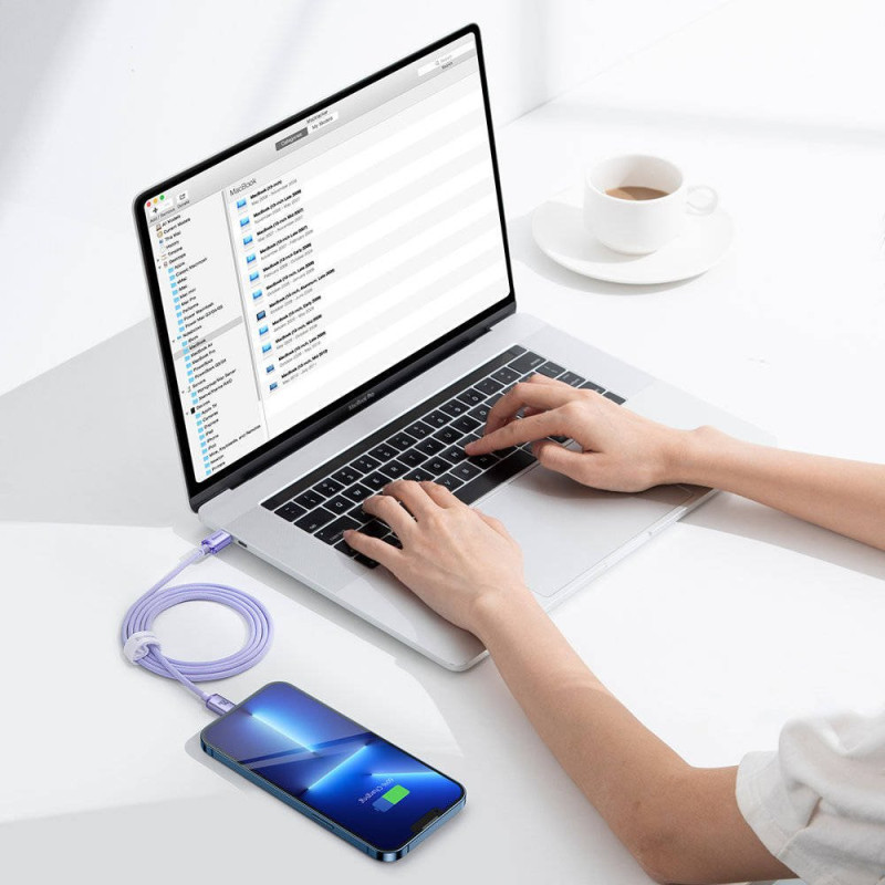 NONAME - Baseus CAJY000205 Crystal Shine Series Dátový Kabel USB-C - Lightning 20W 1,2m Purple