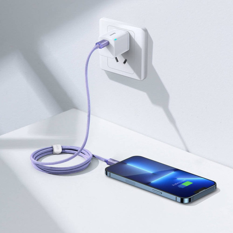 NONAME - Baseus CAJY000205 Crystal Shine Series Dátový Kabel USB-C - Lightning 20W 1,2m Purple