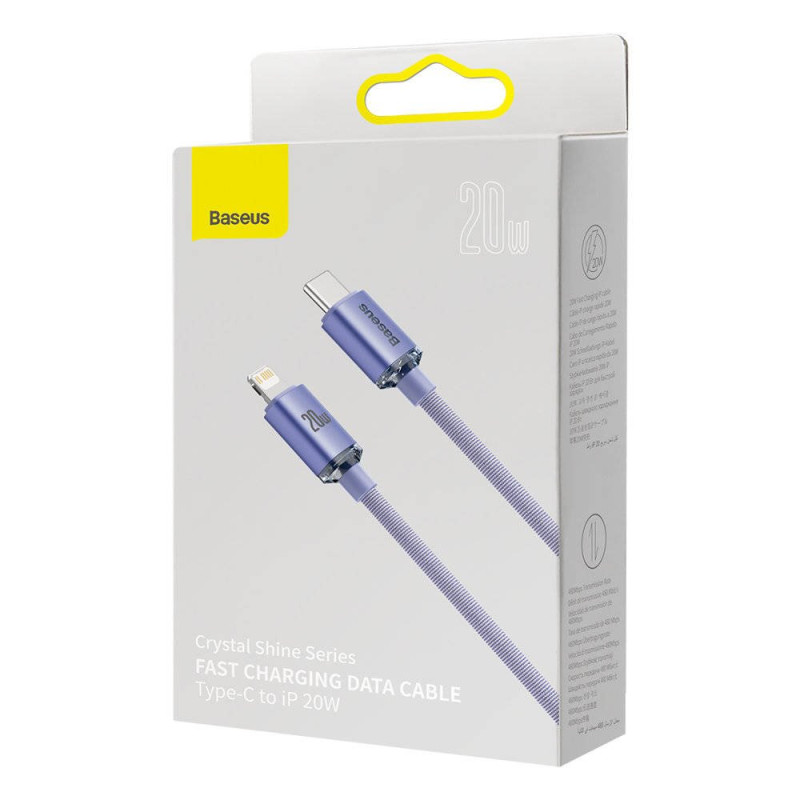 NONAME - Baseus CAJY000205 Crystal Shine Series Dátový Kabel USB-C - Lightning 20W 1,2m Purple