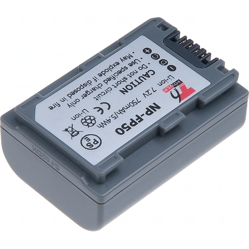 Batérie T6 Power Sony NP-FP30, NP-FP50, 750mAh, 5,4Wh, sivá