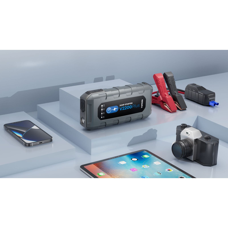 VIKING - TOPDON V2200Plus/16000mAh/max výstupný proud 2200A/2xUSB-A/USB-C/DC Jack/tester batérie