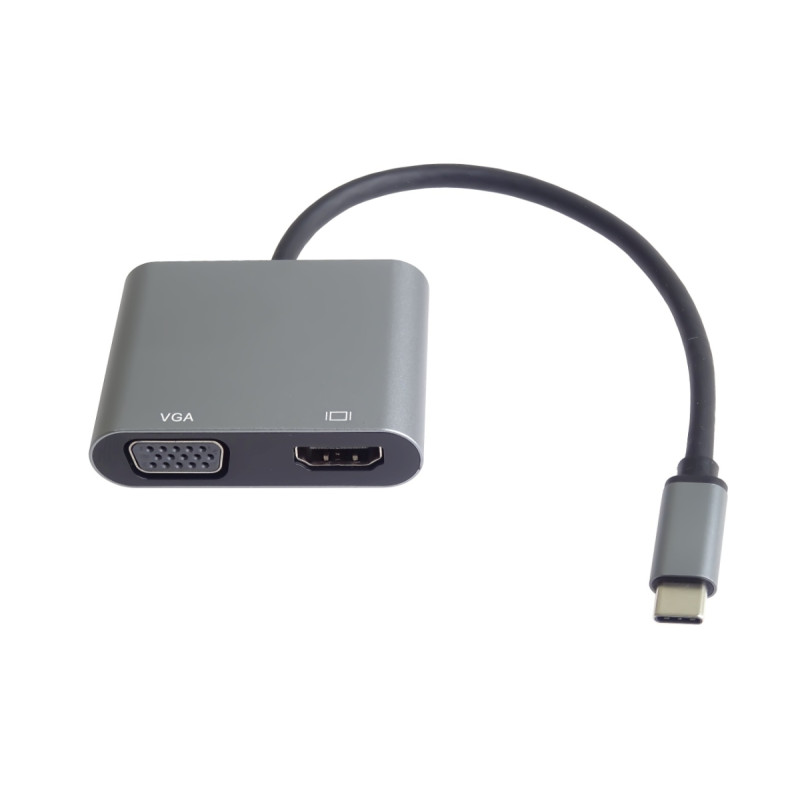 PremiumCord MST adaptér USB-C na HDMI + VGA, rozlíšenie 4K a FULL HD 1080p