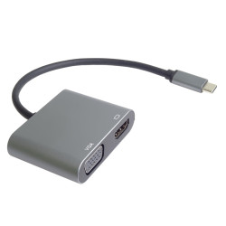 PremiumCord MST adaptér USB-C na HDMI + VGA, rozlíšenie 4K a FULL HD 1080p