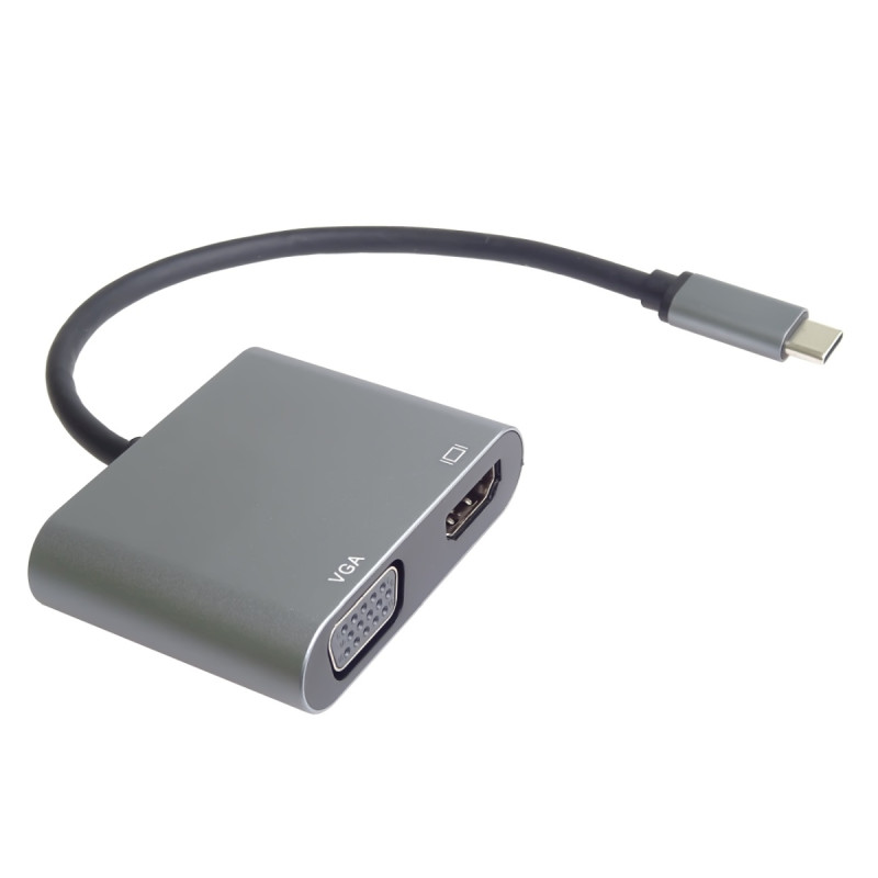 PremiumCord MST adaptér USB-C na HDMI + VGA, rozlíšenie 4K a FULL HD 1080p